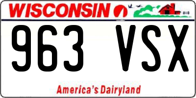 WI license plate 963VSX