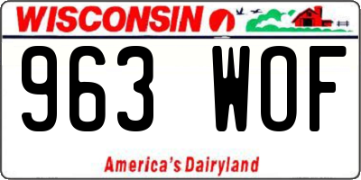 WI license plate 963WOF