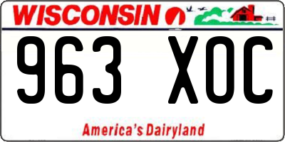 WI license plate 963XOC