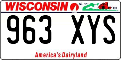 WI license plate 963XYS