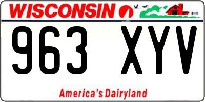WI license plate 963XYV