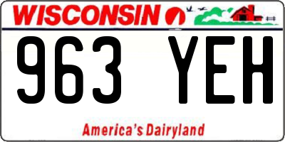 WI license plate 963YEH