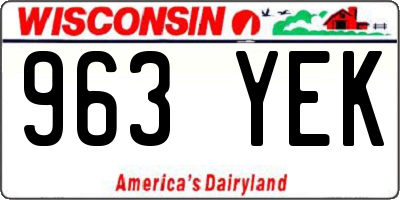 WI license plate 963YEK