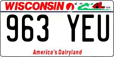 WI license plate 963YEU