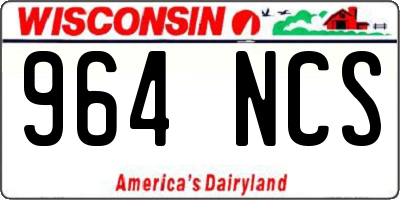WI license plate 964NCS