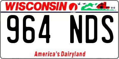 WI license plate 964NDS