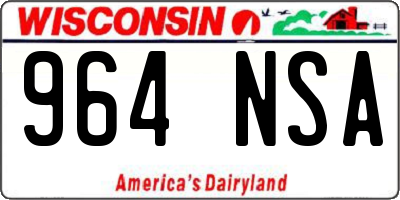 WI license plate 964NSA
