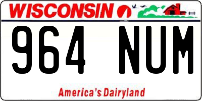 WI license plate 964NUM