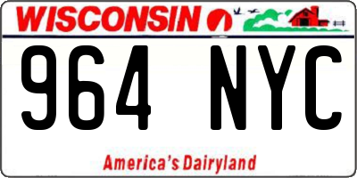 WI license plate 964NYC