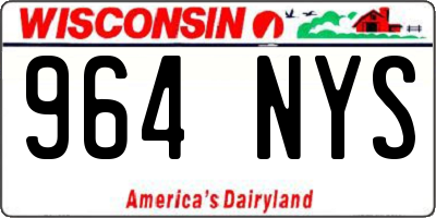 WI license plate 964NYS