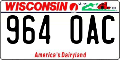 WI license plate 964OAC