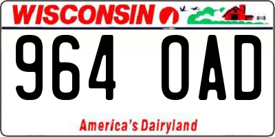 WI license plate 964OAD