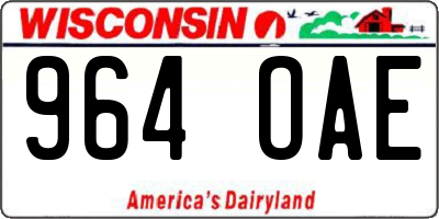 WI license plate 964OAE