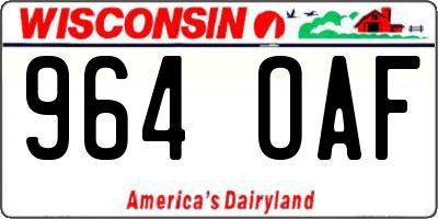 WI license plate 964OAF