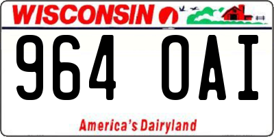 WI license plate 964OAI