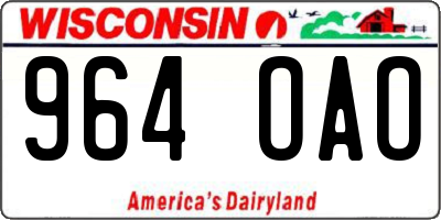 WI license plate 964OAO