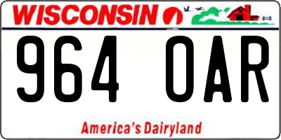 WI license plate 964OAR