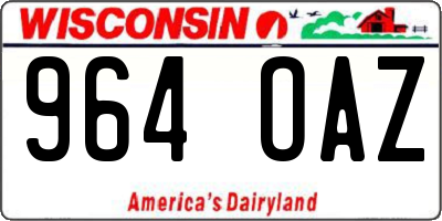 WI license plate 964OAZ
