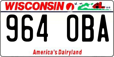 WI license plate 964OBA