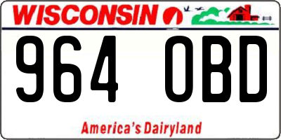 WI license plate 964OBD