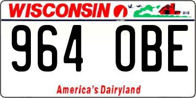 WI license plate 964OBE