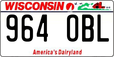 WI license plate 964OBL
