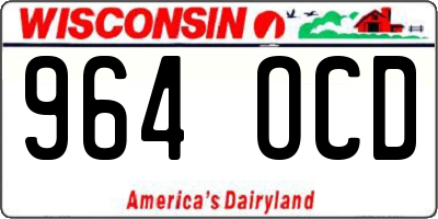 WI license plate 964OCD