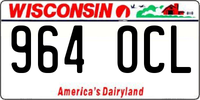 WI license plate 964OCL