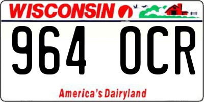 WI license plate 964OCR