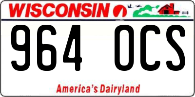 WI license plate 964OCS