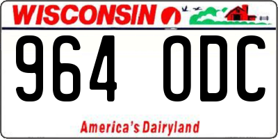 WI license plate 964ODC