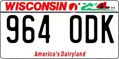 WI license plate 964ODK
