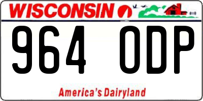 WI license plate 964ODP