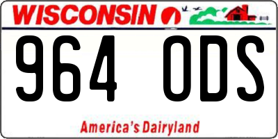 WI license plate 964ODS