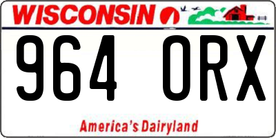 WI license plate 964ORX