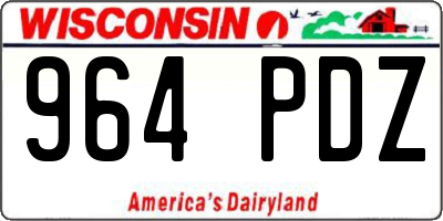 WI license plate 964PDZ