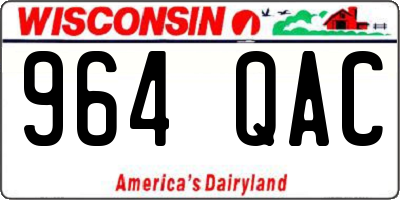 WI license plate 964QAC