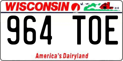 WI license plate 964TOE