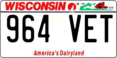 WI license plate 964VET