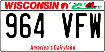 WI license plate 964VFW