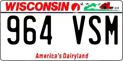 WI license plate 964VSM