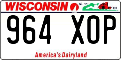 WI license plate 964XOP