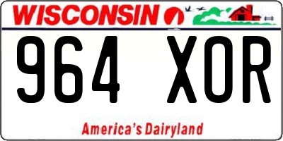 WI license plate 964XOR