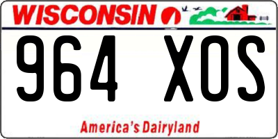 WI license plate 964XOS
