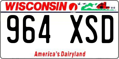 WI license plate 964XSD