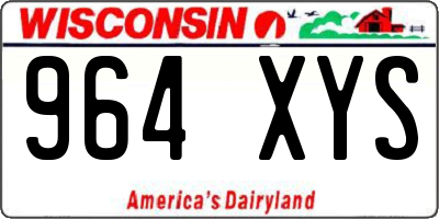 WI license plate 964XYS