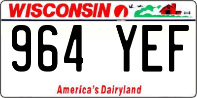 WI license plate 964YEF