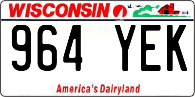 WI license plate 964YEK