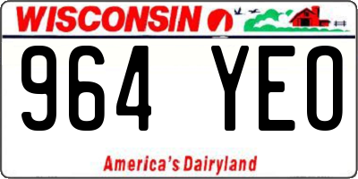 WI license plate 964YEO