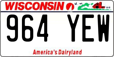 WI license plate 964YEW